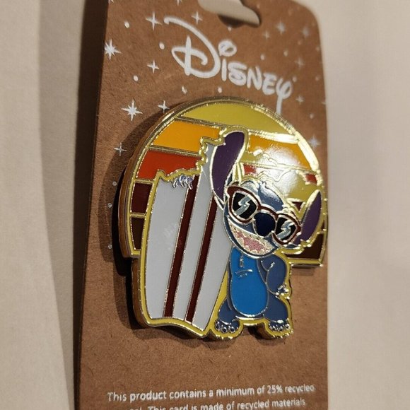 Disney Lilo and Stitch Surf Board Beach Sun Set Enamel Pin NEW - Picture 6 of 9